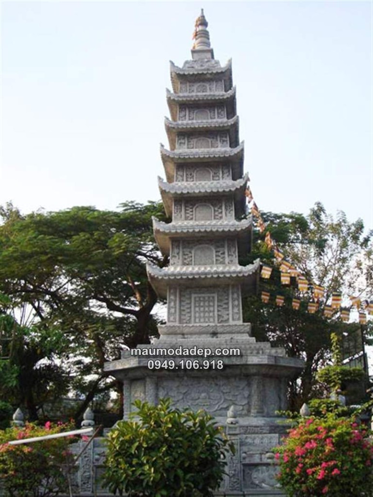 Mẫu lăng mộ đá tháp đẹp Ninh Bình, mộ tháp đá xây cho nhà chùa