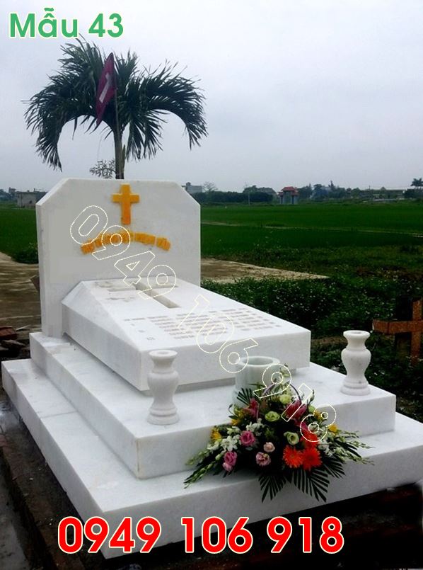 mẫu mộ công giáo đẹp bằng đá trắng năm 2019 - 43