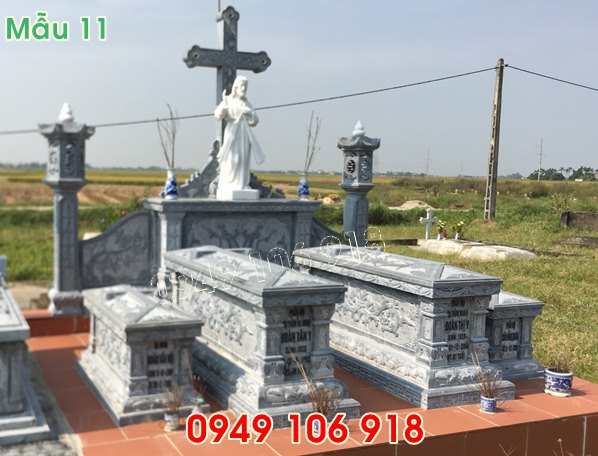 mẫu mộ công giáo đơn giản bằng đá năm 2019 -11