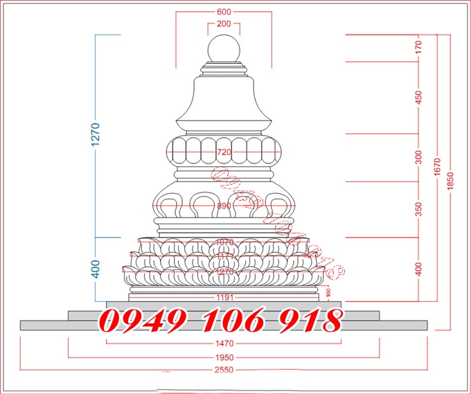Bản thiết kế bảo tháp để hũ tro cốt tại Đồng Nai